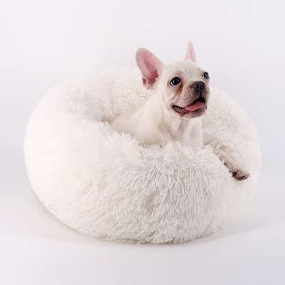 Soft Round Dog Bed Long Plush Dog Kennel Washable Cat House Soft Cotton Mats Sofa For  Dog Basket Pet Bed